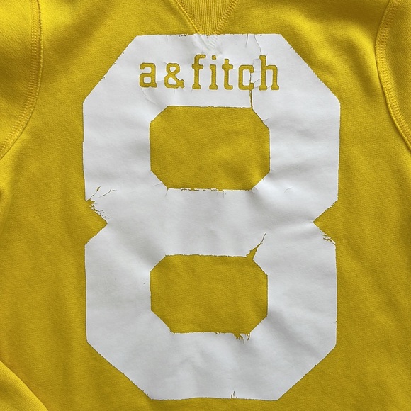 Abercrombie & Fitch Vintage Distressed Lemon Yellow Crew Neck Sweatshirt-XL - Picture 3 of 5